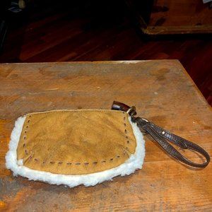 Leather (suede) and Shearling Clutch- never used
